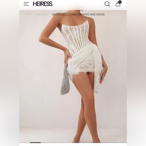Heiress Beverly Hills WHITE LACE CORSET DRAPED MINI DRESS Small
